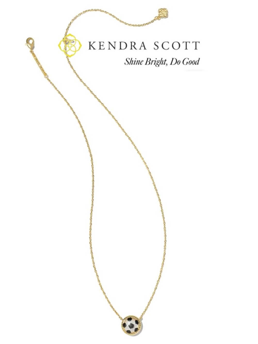 Soccer Gold Short Pendant Necklace in Ivory Mother-of-Pearl - Picture 2 of 2